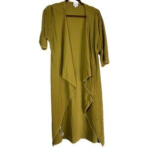 Lula roe 3/4 sleeve maxi cardigan striped texture flowy polyester green sm READ